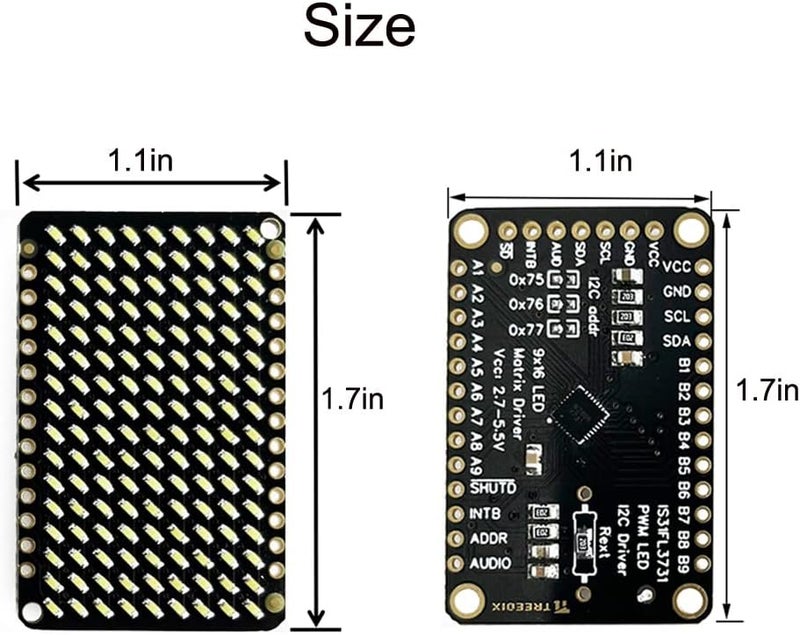 Treedix PWM LED Matrix Driver IS31FL3731 and 9x16 Grid LEDs for Arduino DIY Kits (Red) - Image 3